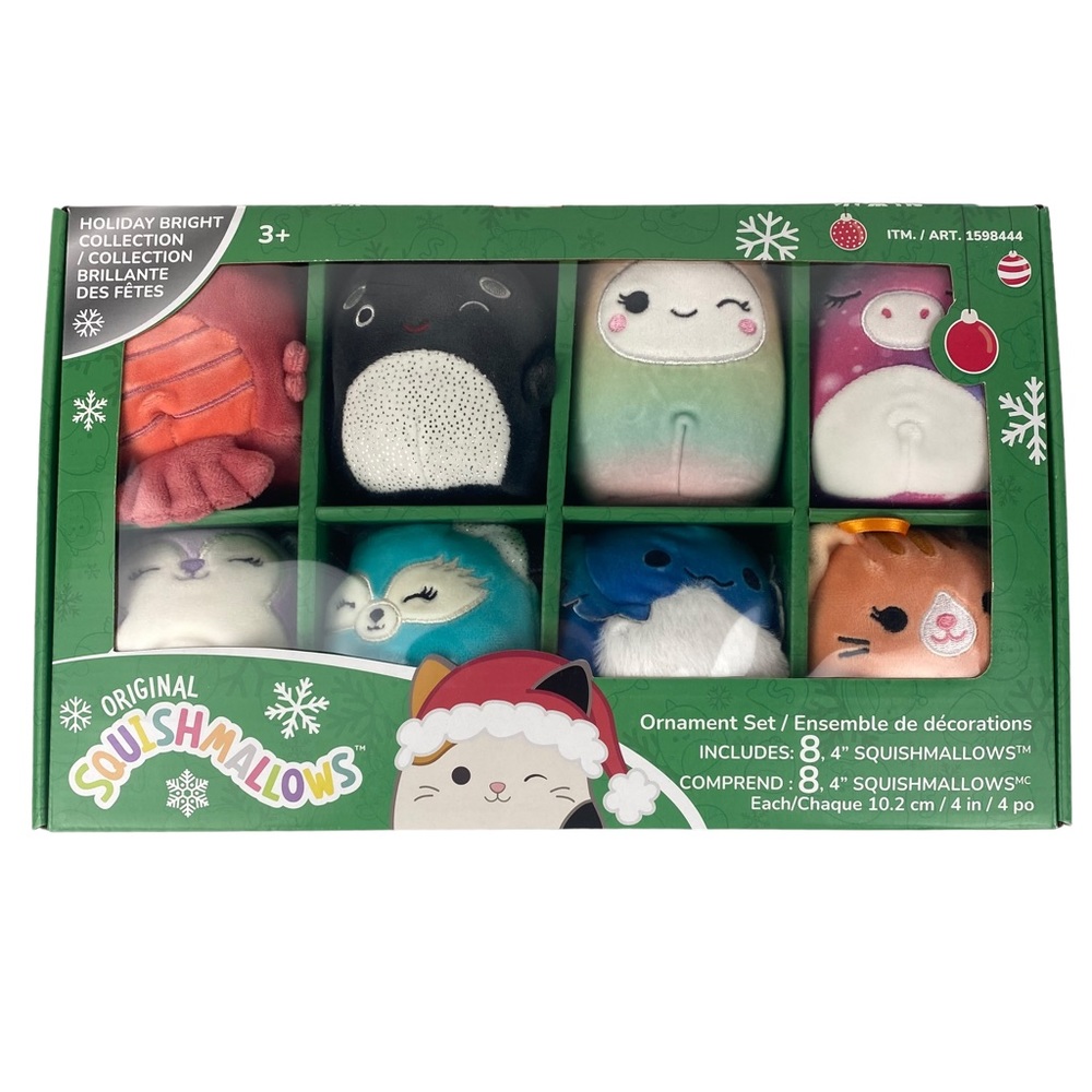 NEW Squishmallows 8 Piece Christmas Ornament Holiday Bright Collection Set